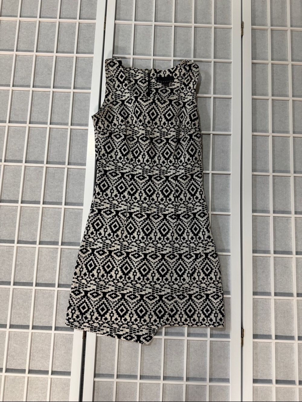attention Black and White Geometric Mini Dress